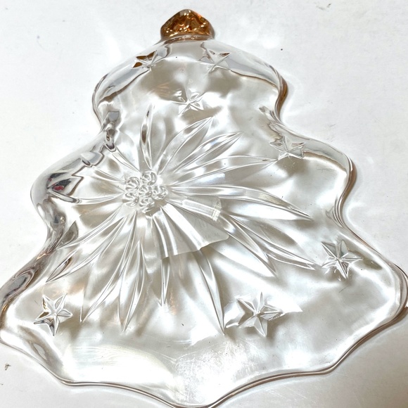 NEW Mikasa Crystal Gold-Trimmed Christmas Tree Candy Trinket Rare Poinsettia - Picture 3 of 6